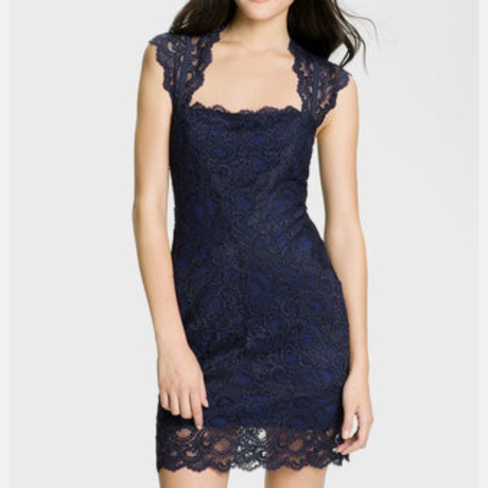 Nicole Miller Midnight Blue Lace Mini Dress